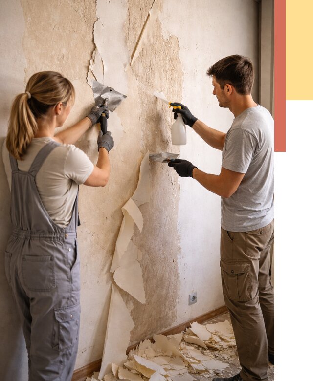 Снятие старых обоев в Сестрорецке от 5381 руб. под ключ недорого | ОТДЕЛОЧНИК-Сст