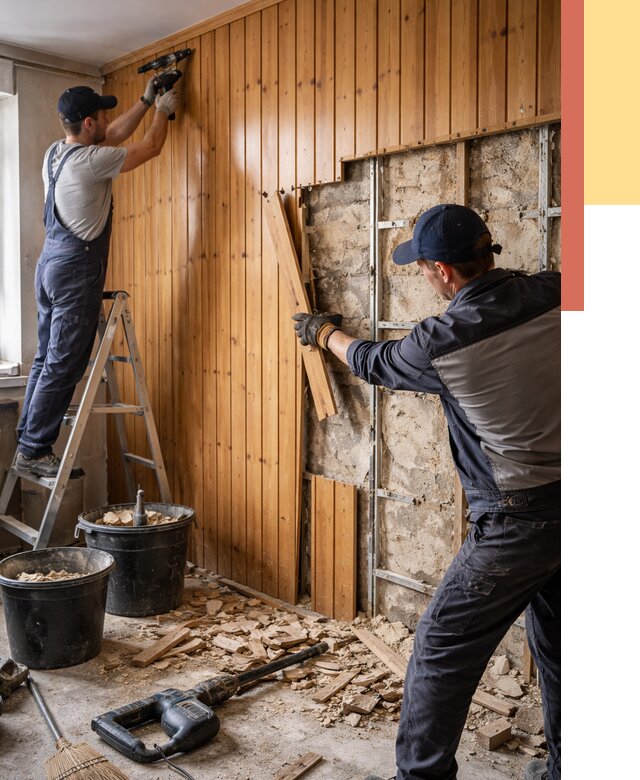 Демонтаж вагонки со стен в Сестрорецке от 1486 руб. — снятие, удаление, срочно | ОТДЕЛОЧНИК-Сст