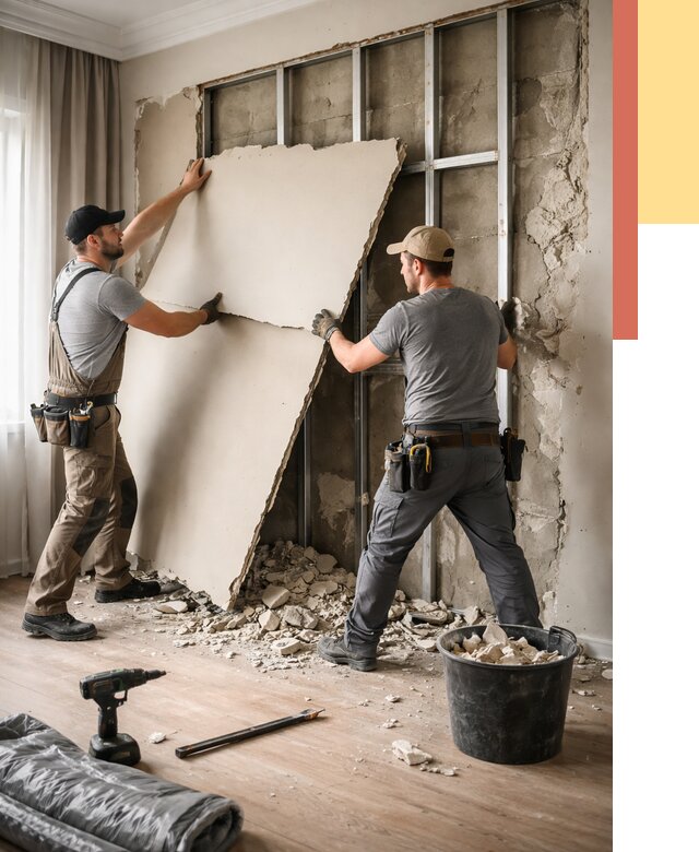 Демонтаж гипсокартона со стен в Сестрорецке от 359 руб. — услуги демонтажа | ОТДЕЛОЧНИК-Сст