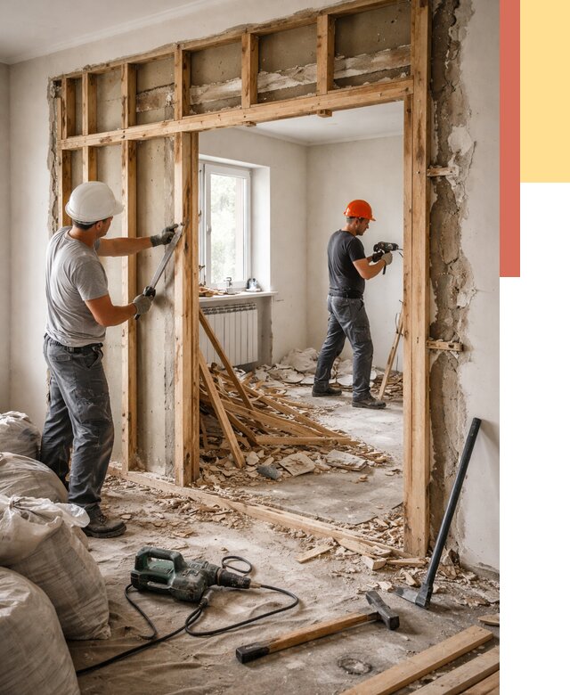 Демонтаж деревянных перегородок в Сестрорецке от 3280 руб. — быстро и недорого | ОТДЕЛОЧНИК-Сст