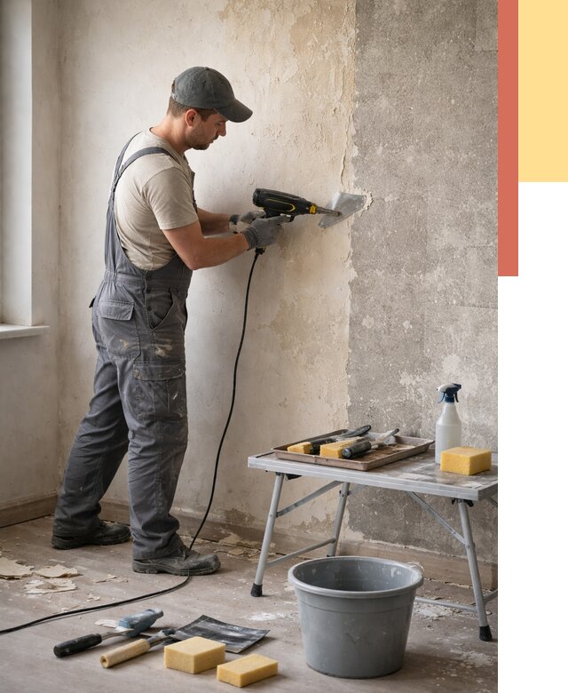 Очистка стен от клея в Сестрорецке от 1896 руб. — снятие и удаление клея со стен | ОТДЕЛОЧНИК-Сст