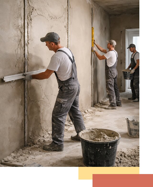 Штукатурка стен по маякам в Сестрорецке — точная и ровная поверхность