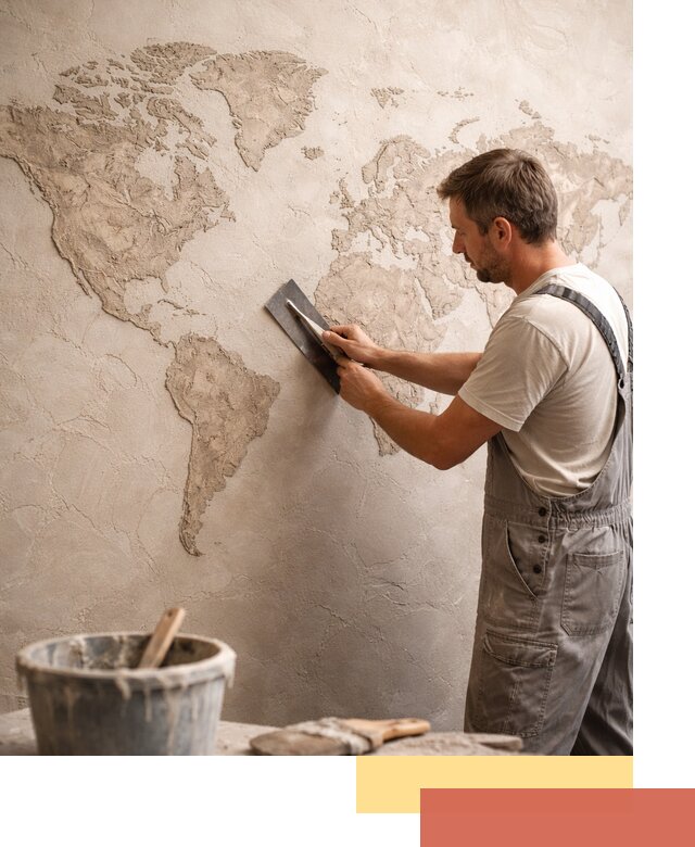 Декоративная штукатурка «Карта мира» под ключ в Сестрорецке