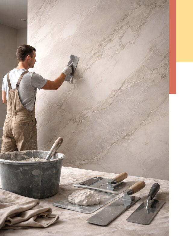 Декоративная штукатурка под мрамор в Сестрорецке от 2870 руб./м² — быстро и недорого | ОТДЕЛОЧНИК-Сст