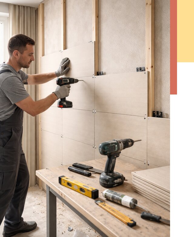 Монтаж МДФ панелей на стены в Сестрорецке от 1281 руб. под ключ | ОТДЕЛОЧНИК-Сст