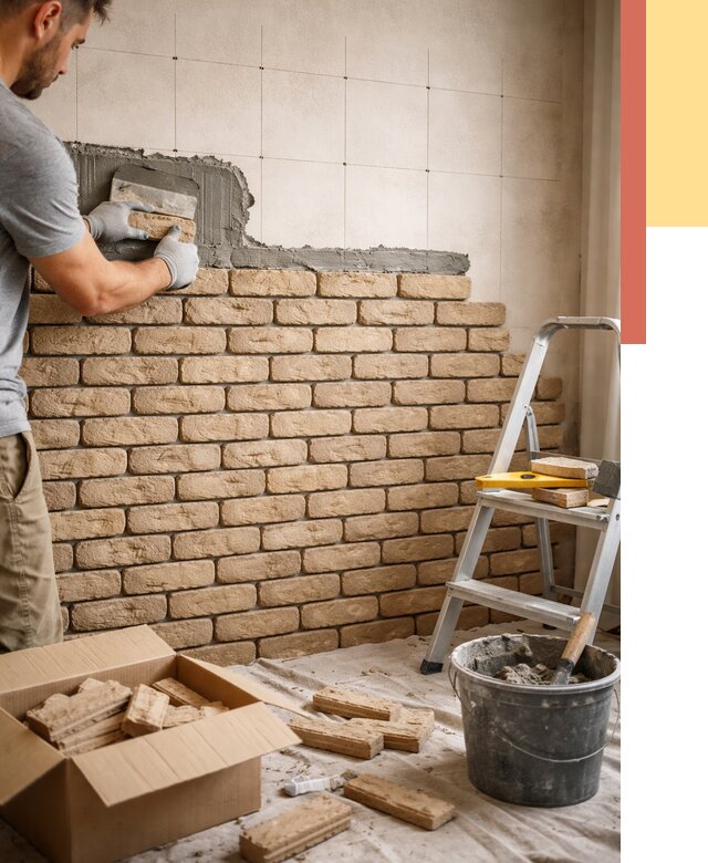 Монтаж декоративного кирпича в Сестрорецке от 3280 руб./м² — быстро и недорого | ОТДЕЛОЧНИК-Сст