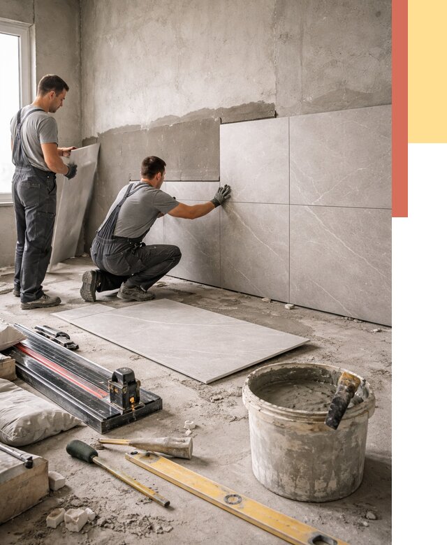 Облицовка стен керамогранитом в Сестрорецке от 4305 руб./м² — услуги под ключ | ОТДЕЛОЧНИК-Сст