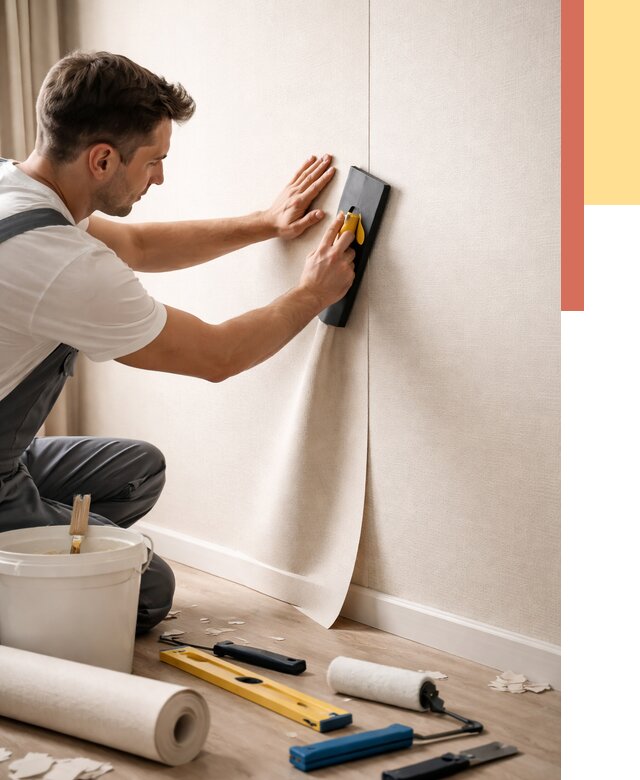 Поклейка виниловых обоев в Сестрорецке от 4612 руб. | Быстро и недорого — ОТДЕЛОЧНИК-Сст