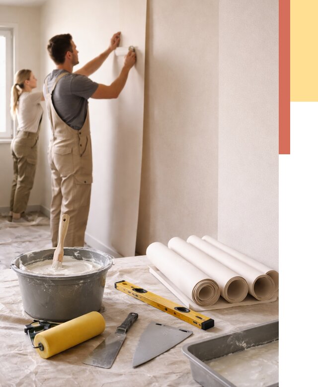 Поклейка бумажных обоев в Сестрорецке от 5637 руб./м2 — быстро и недорого | ОТДЕЛОЧНИК-Сст