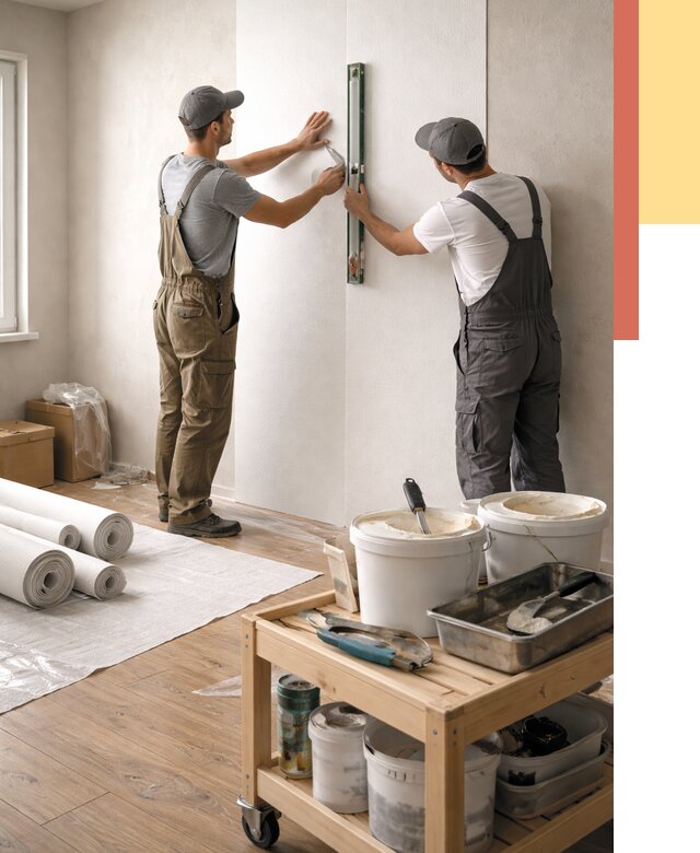 Поклейка стеклообоев в Сестрорецке от 6662 руб. за м2 — быстро и недорого | ОТДЕЛОЧНИК-Сст