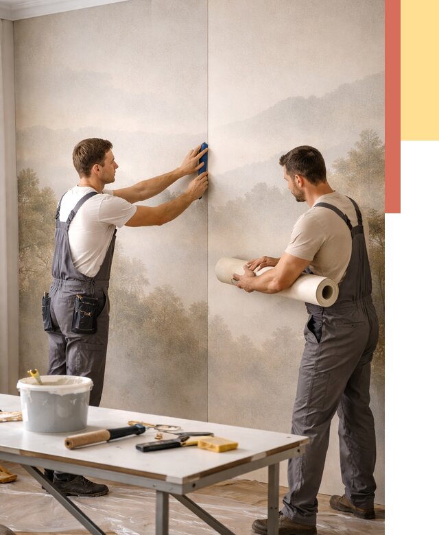 Поклейка фотообоев в Сестрорецке от 8712 руб/м² — быстро и недорого | ОТДЕЛОЧНИК-Сст