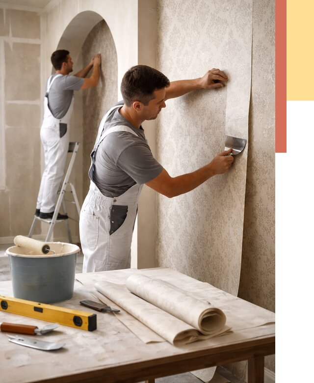 Поклейка обоев на сложные стены в Сестрорецке от 2870 руб. под ключ | ОТДЕЛОЧНИК-Сст