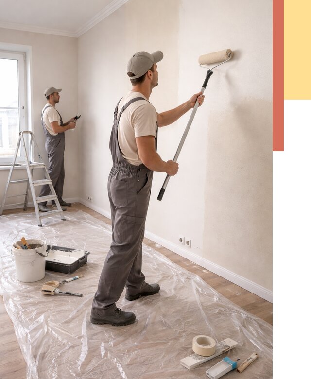 Покраска стен акриловой краской в Сестрорецке от 3587 руб./м² — быстро и недорого | ОТДЕЛОЧНИК-Сст