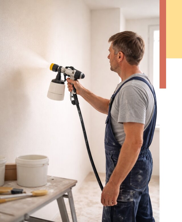 Покраска стен краскопультом в Сестрорецке от 7687 руб. — механизированная покраска | ОТДЕЛОЧНИК-Сст