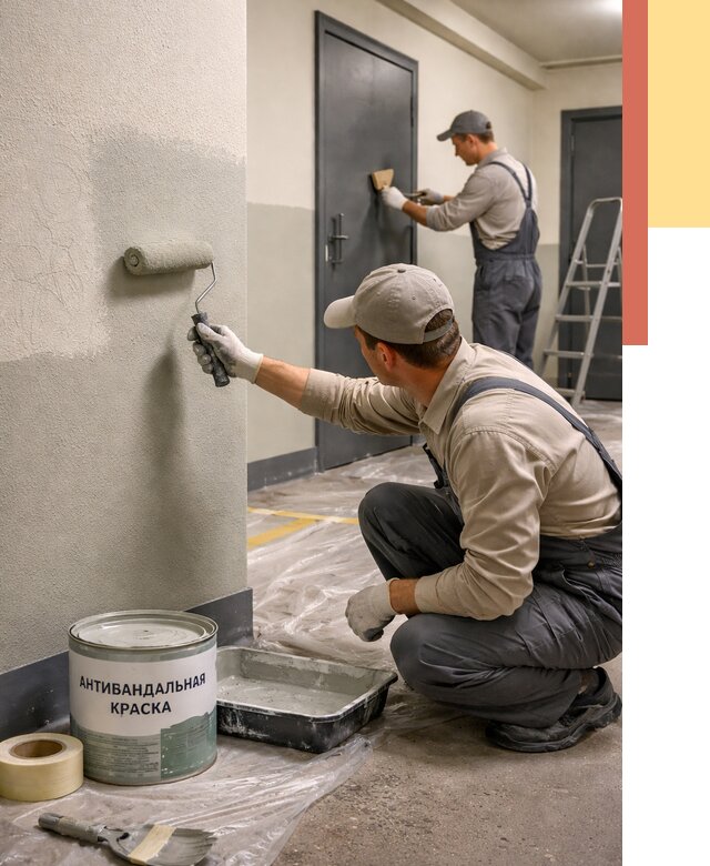 Покраска стен антивандальной краской в Сестрорецке от 4612 руб./м² под ключ | ОТДЕЛОЧНИК-Сст