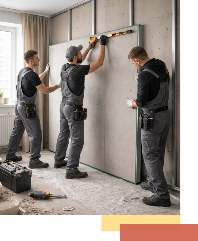 Шумоизоляция стен панелями ЗИПС в Сестрорецке для жилых и коммерческих помещений