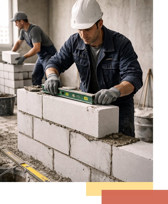 Кладка перегородок из пеноблока под ключ в Сестрорецке