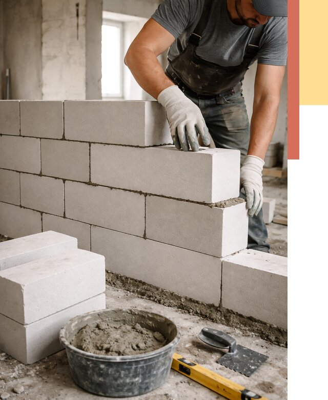 Кладка перегородок из силикатного блока в Сестрорецке от 4100 руб. под ключ | ОТДЕЛОЧНИК-Сст