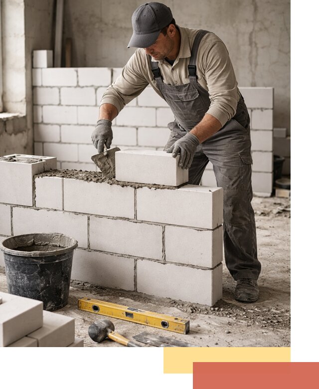 Кладка перегородок из силикатного блока в Сестрорецке