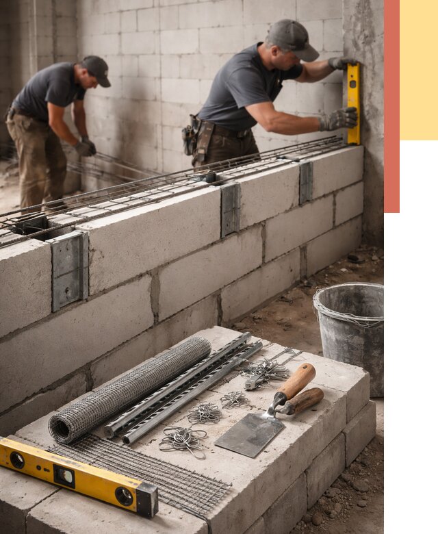 Армирование кладки перегородок в Сестрорецке от 769 руб. под ключ | ОТДЕЛОЧНИК-Сст