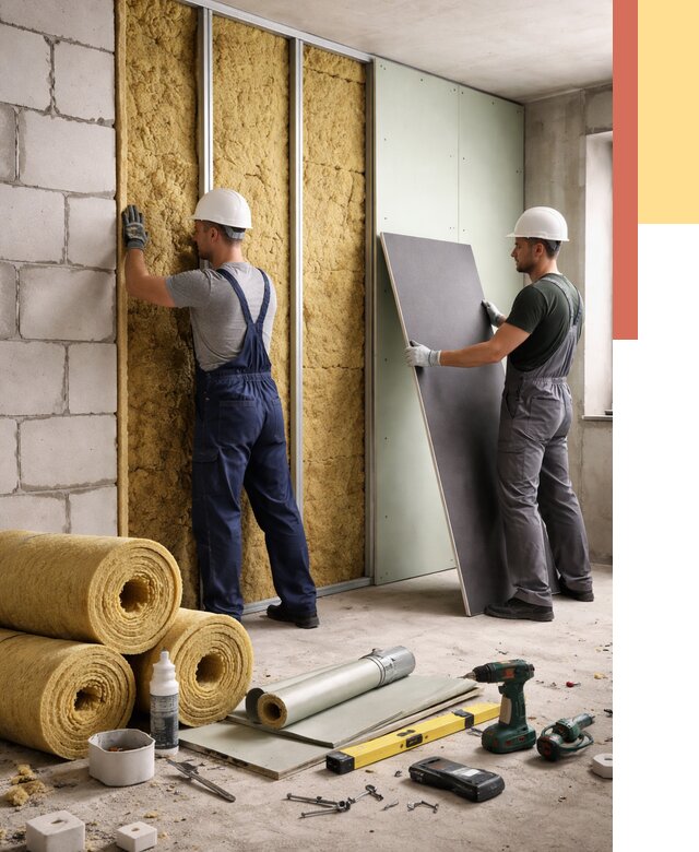 Шумоизоляция перегородок из блоков в Сестрорецке от 1896 руб./м² — быстро и недорого | ОТДЕЛОЧНИК-Сст