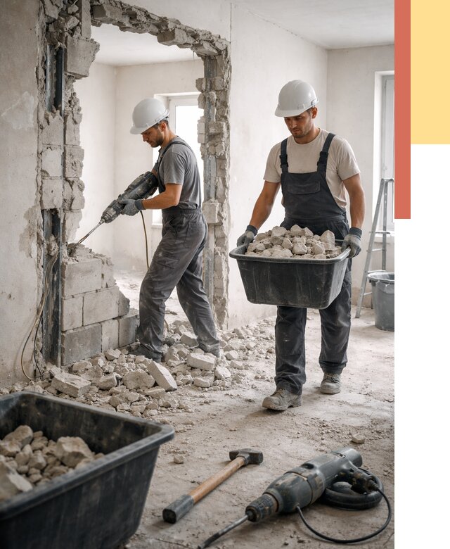 Демонтаж блоковых перегородок в Сестрорецке от 3843 руб. — быстро и недорого | ОТДЕЛОЧНИК-Сст