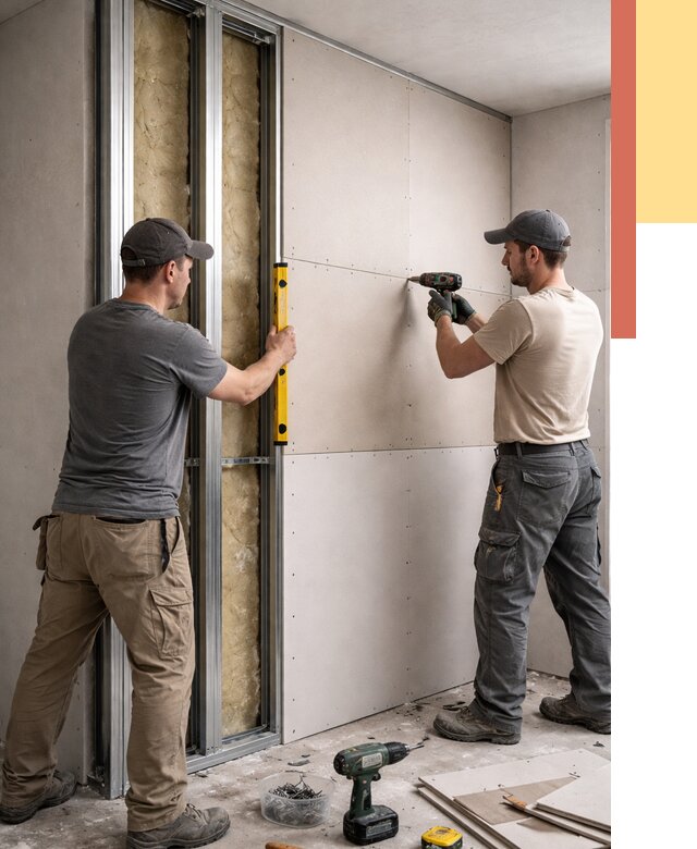 Монтаж двухслойной перегородки из гипсокартона в Сестрорецке от 1486 руб. | ОТДЕЛОЧНИК-Сст