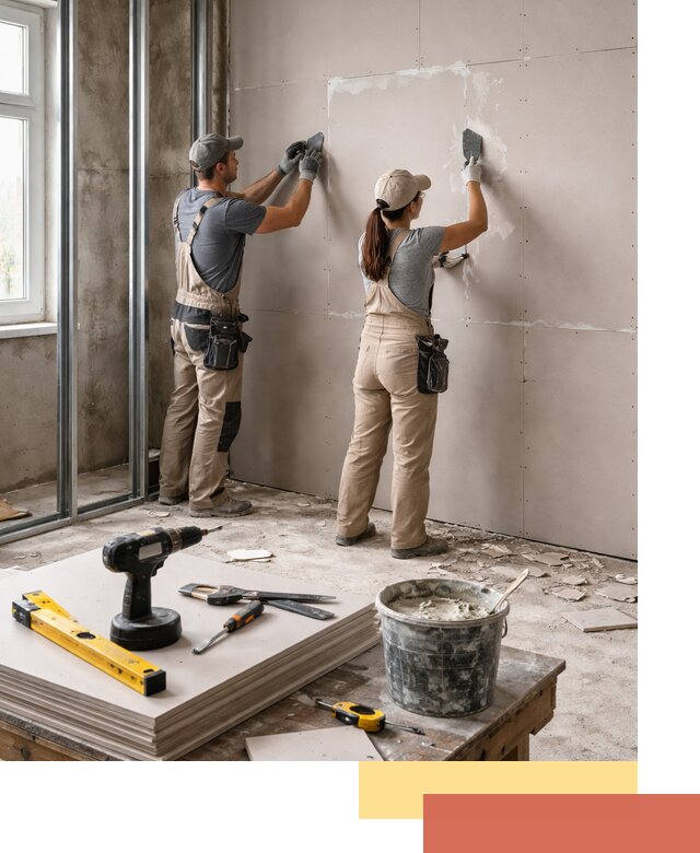 Монтаж двухслойной перегородки из гипсокартона в Сестрорецке