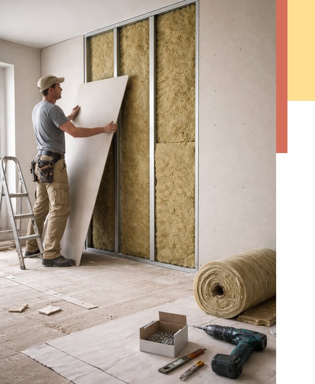 Перегородка из гипсокартона с шумоизоляцией в Сестрорецке от 3198 руб. | ОТДЕЛОЧНИК-Сст