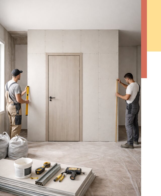 Перегородка из гипсокартона с дверью в Сестрорецке от 4612 руб. под ключ | ОТДЕЛОЧНИК-Сст