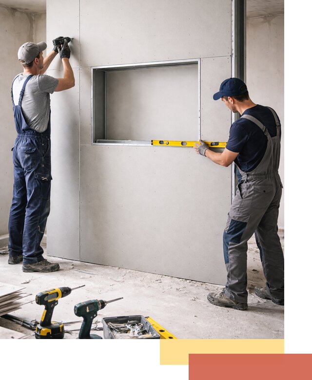 Перегородка из гипсокартона с нишей под декор в Сестрорецке