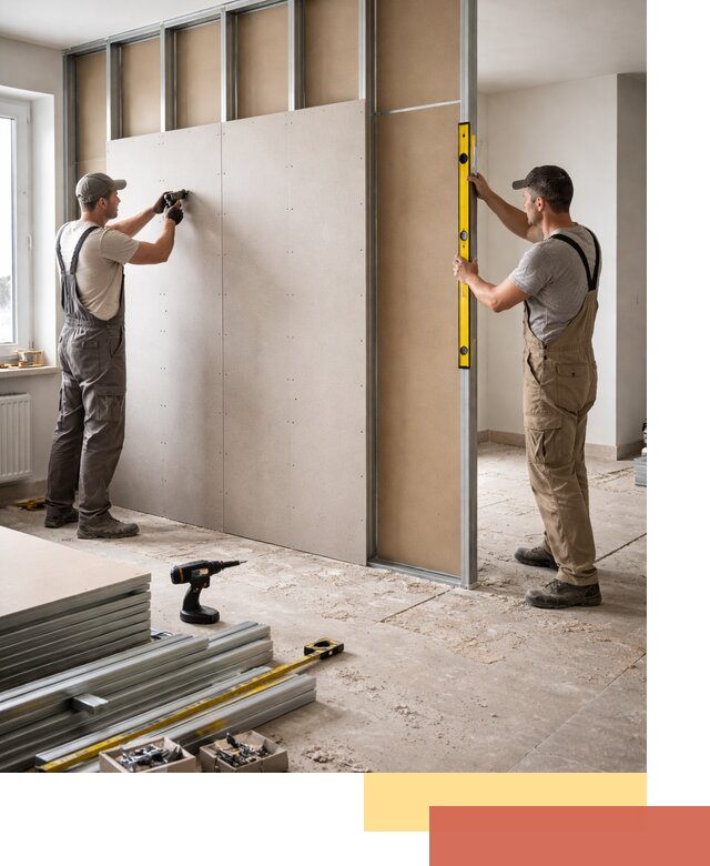 Зонирующая перегородка из гипсокартона под ключ в Сестрорецке