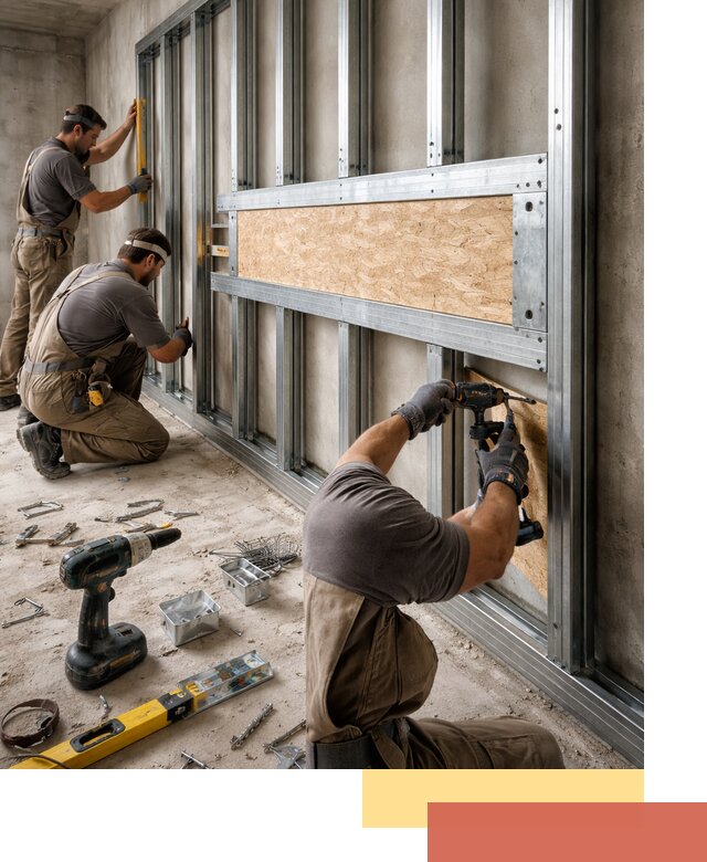 Усиленная перегородка для крепления тяжёлых конструкций в Сестрорецке