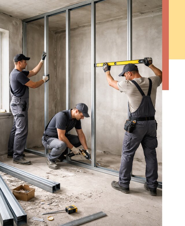 Монтаж каркаса перегородки из профиля в Сестрорецке от 769 руб. | ОТДЕЛОЧНИК-Сст