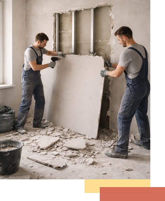 Демонтаж перегородки из гипсокартона в Сестрорецке быстрый и аккуратный