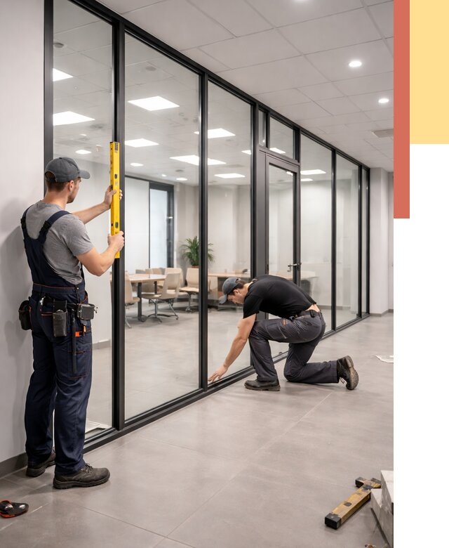 Каркасные стеклянные перегородки в Сестрорецке под ключ от 9429 руб. | ОТДЕЛОЧНИК-Сст