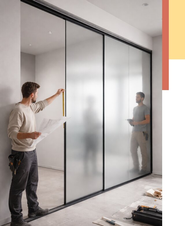 Матовые стеклянные перегородки в Сестрорецке от 8712 руб. — монтаж и установка | ОТДЕЛОЧНИК-Сст