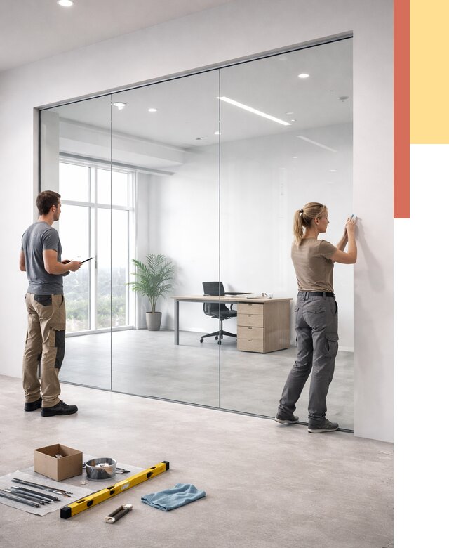 Перегородки из закаленного стекла в Сестрорецке от 9737 руб. под ключ | ОТДЕЛОЧНИК-Сст