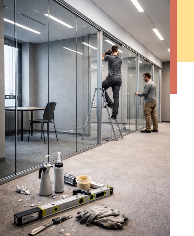 Стеклянные офисные перегородки в Сестрорецке от 8712 руб. — монтаж и установка | ОТДЕЛОЧНИК-Сст