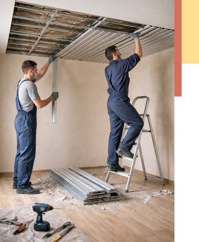 Демонтаж реечного потолка в Сестрорецке от 4612 руб. быстро и недорого | ОТДЕЛОЧНИК-Сст