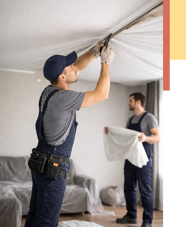 Демонтаж натяжного потолка в Сестрорецке от 4612 руб. — снятие и разбор под ключ | ОТДЕЛОЧНИК-Сст