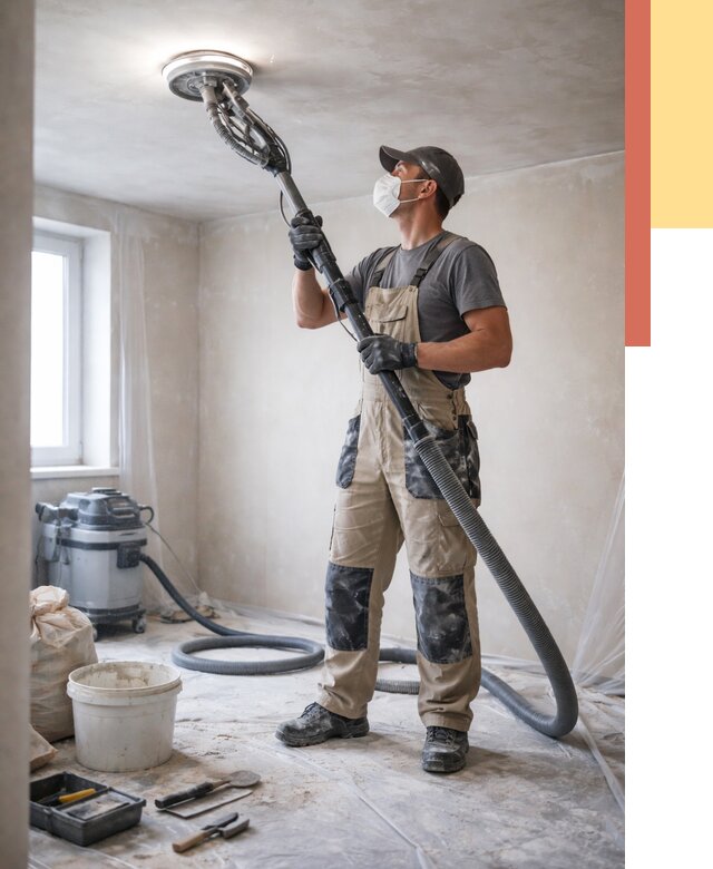 Шлифовка потолка в Сестрорецке от 3587 руб. — услуги шлифования потолка | ОТДЕЛОЧНИК-Сст