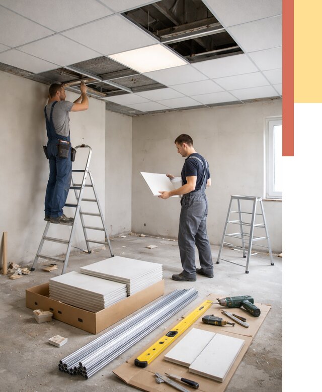 Монтаж потолка армстронг в Сестрорецке от 4612 руб/м2 — быстрая установка под ключ | ОТДЕЛОЧНИК-Сст