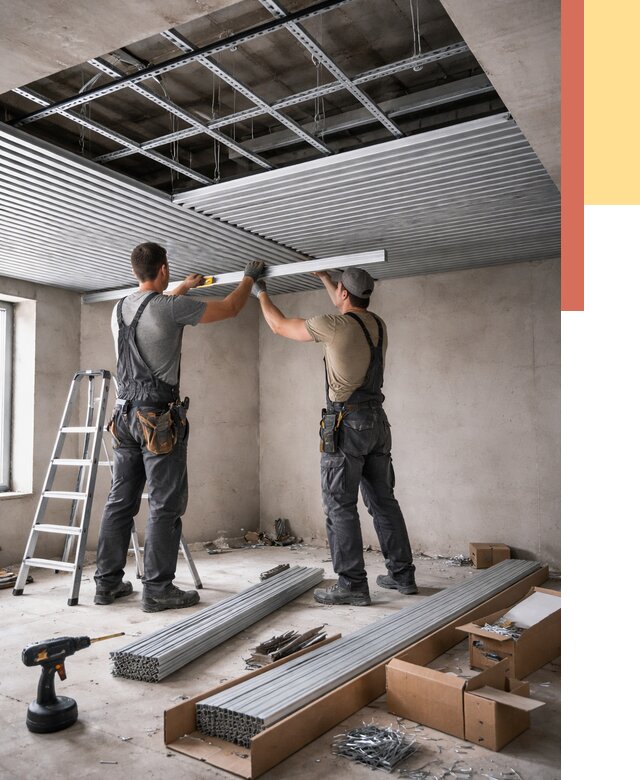 Монтаж реечного потолка в Сестрорецке от 4612 руб. под ключ | ОТДЕЛОЧНИК-Сст