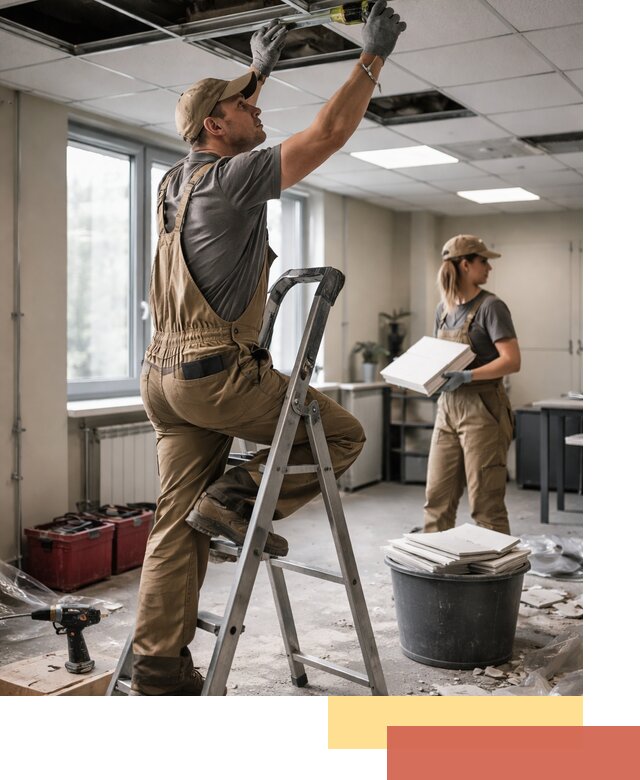 Ремонт потолка Армстронг и замена плит в Сестрорецке