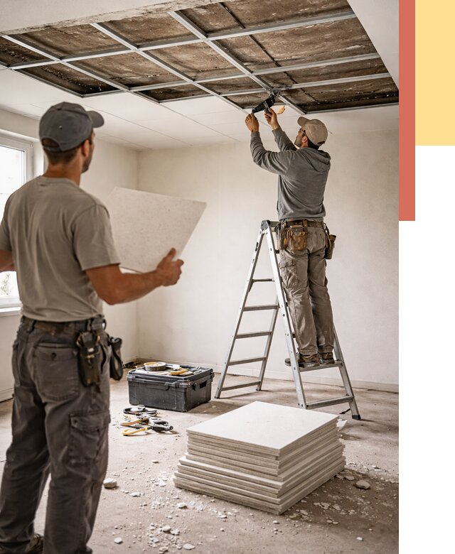 Замена плит подвесного потолка в Сестрорецке от 1794 руб. быстро и недорого | ОТДЕЛОЧНИК-Сст