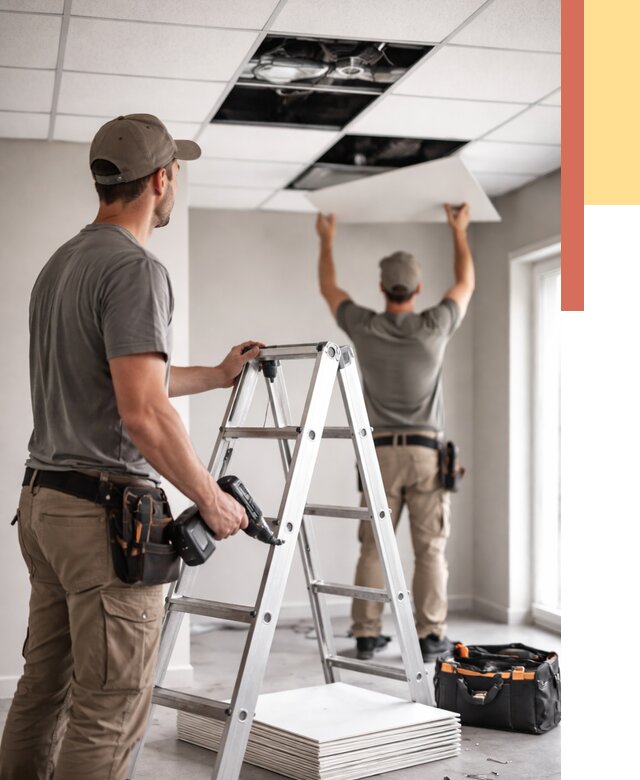 Обслуживание подвесного потолка в Сестрорецке от 3587 руб. — быстро и недорого | ОТДЕЛОЧНИК-Сст