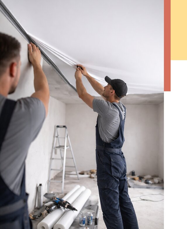 Монтаж матового натяжного потолка в Сестрорецке от 4612 руб./м² — быстро и недорого | ОТДЕЛОЧНИК-Сст