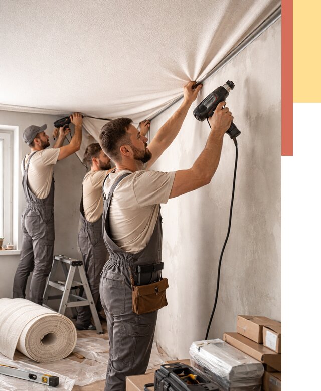 Монтаж фактурного натяжного потолка в Сестрорецке от 769 руб. — ОТДЕЛОЧНИК-Сст