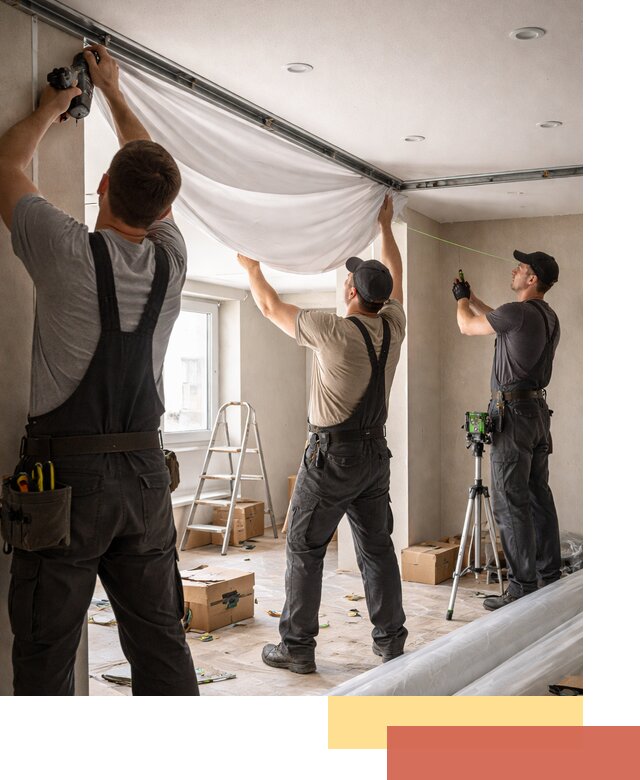 Монтаж парящего натяжного потолка под ключ в Сестрорецке